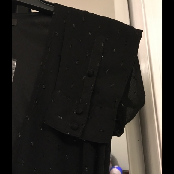 Metallic Clip Dot Ruffle Hem Wrap Midi Dress - Picture 8 of 11